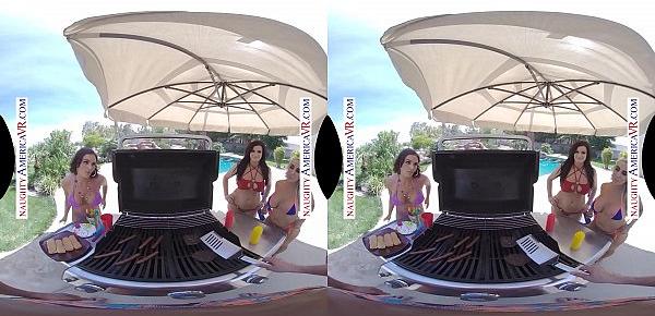  Naughty America VR - Pool Party turns into hot foursome on Memorial Day